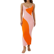 Load image into Gallery viewer, Vintage Geometric Print Knitted Long Dress Elegant Women Spaghetti Straps Wrap Pencil Dress Backless Sling Sundress
