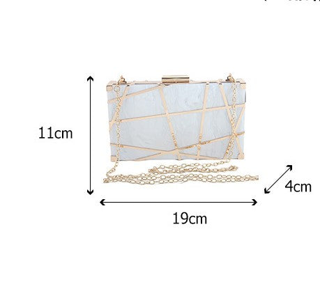 New Acrylic Hollow Metal Small Square Bag Banquet Dress Bag Ladies Clutch Wedding Bag