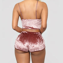 Load image into Gallery viewer, New Fashion Women 2pcs Velvet Sleepwear Sexy Camisole Silky Smooth Shorts Sleeveless Pajama Set Ladies Sleepwear Female
