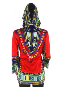 Vintage Women Ethnic African Style Hooded Long Sleeve African Dashiki Hoodie Top Casual Traditional Pullover Blouse Sweatshirts