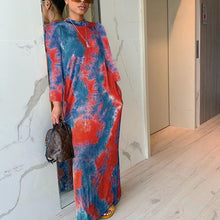 Load image into Gallery viewer, BAMBOOBOY Spring New Contrast Color Colorblock Long Sleeve Printed Loose Maxi Casual Dress ZL1206

