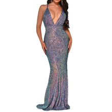 Load image into Gallery viewer, Gradient Sequins Suspender Dress Temperament High-End Ladies Sexy Evening Dress
