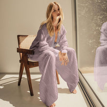 Load image into Gallery viewer, Pleated Blouse Wide Leg Pants Women Trousers Elegant Casual Palazzo Pants Elastic High Waist Ruched Pants Ladies 2 Pieces Set
