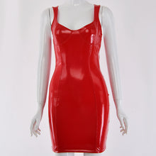 Load image into Gallery viewer, Women PU Leather Mini Dress Sexy Dresses Woman Party Night Red Bodycon Dress Ladies Skinny Womens Clothing
