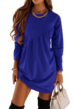 Load image into Gallery viewer, Autumn And Winter Women's Long Sleeved Mini Waist Casual Round Neck Loose Pleated Dress
