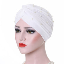 Load image into Gallery viewer, Cotton solid folds pearl muslim turban scarf  women islamic inner hijab caps Arab wrap head  femme musulman turbante mujer

