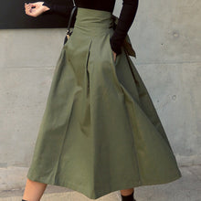 Load image into Gallery viewer, Skirts Womens Korean Fashion Solid Color Big Swing Ladies Skirt Long Skirt Autumn Wild High Waist Bow Slim Skirts
