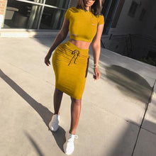 Load image into Gallery viewer, Two Piece Set Summer Dresses Women Sexy Patchwork Cocktail Party Bodycon Bandage Dress Wholesale
