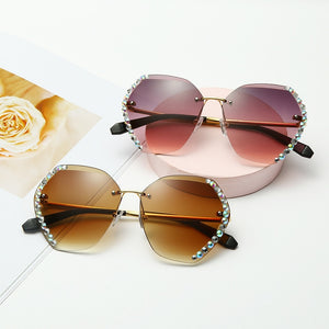 Rimless Sunglasses Women Famous Luxury Brand Design Sexy Diamond Square Sun Glasses For Female