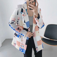 Load image into Gallery viewer, Autumn winter women fashion print blazer female long sleeve jacket ladies casual loose blazer tops
