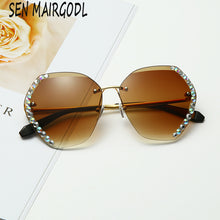 Load image into Gallery viewer, New Fashion Frameless sunglasses women Trimmed  luxury crystal sun glasses men Classic oval diamond glasses UV400 gafas de mujer
