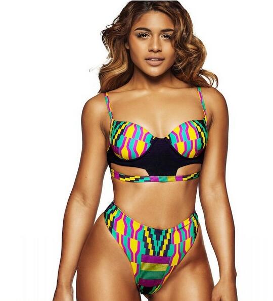 African Bikini Print Bathing Suit Swimwear Cut Out Swimsuit Brazilian Bikini Push Up Swimwear Women Maillot De Bain Femme