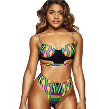 Load image into Gallery viewer, African Bikini Print Bathing Suit Swimwear Cut Out Swimsuit Brazilian Bikini Push Up Swimwear Women Maillot De Bain Femme
