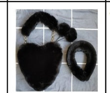 Load image into Gallery viewer, Cyber Red Fashion Plush Heart shaped Bag Women's Handbag Obliquely Straddle with Heart Heart Love Hairpin Wallet
