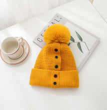 Load image into Gallery viewer, Fashion Autumn And Winter New Five-Breasted Woolen Hat Wild Cape Capless Warm Knitted Hat With Fur Balls
