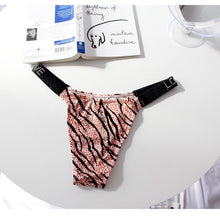 Load image into Gallery viewer, Letter Rhinestone Sexy Underwear Fitness Sports Hip Lifting Satin Panties Thong Low Waist Seamless Briefs Tanga Lingerie
