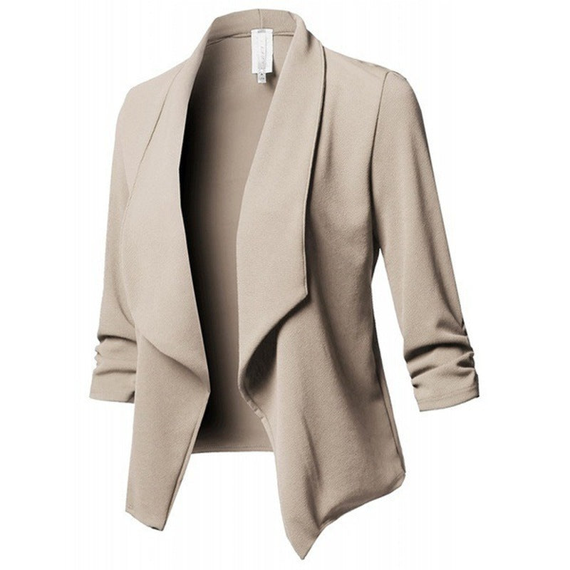 Women Black Blazers Cardigan Coat Long Sleeve Women Blazers and Jackets Ruched Asymmetrical Casual Business Suit Outwear