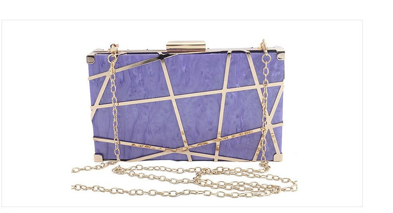 New Acrylic Hollow Metal Small Square Bag Banquet Dress Bag Ladies Clutch Wedding Bag