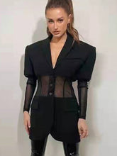Load image into Gallery viewer, Fashion Women's Blazer New Notched Collar Patchwork See-through Mesh Single Breasted Slim Suit Jackets Autumn
