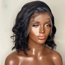 Load image into Gallery viewer, Black Big Wave Wig Chemical Fiber Front Lace Short Curly Hair Matte High Temperature Silk Headgear

