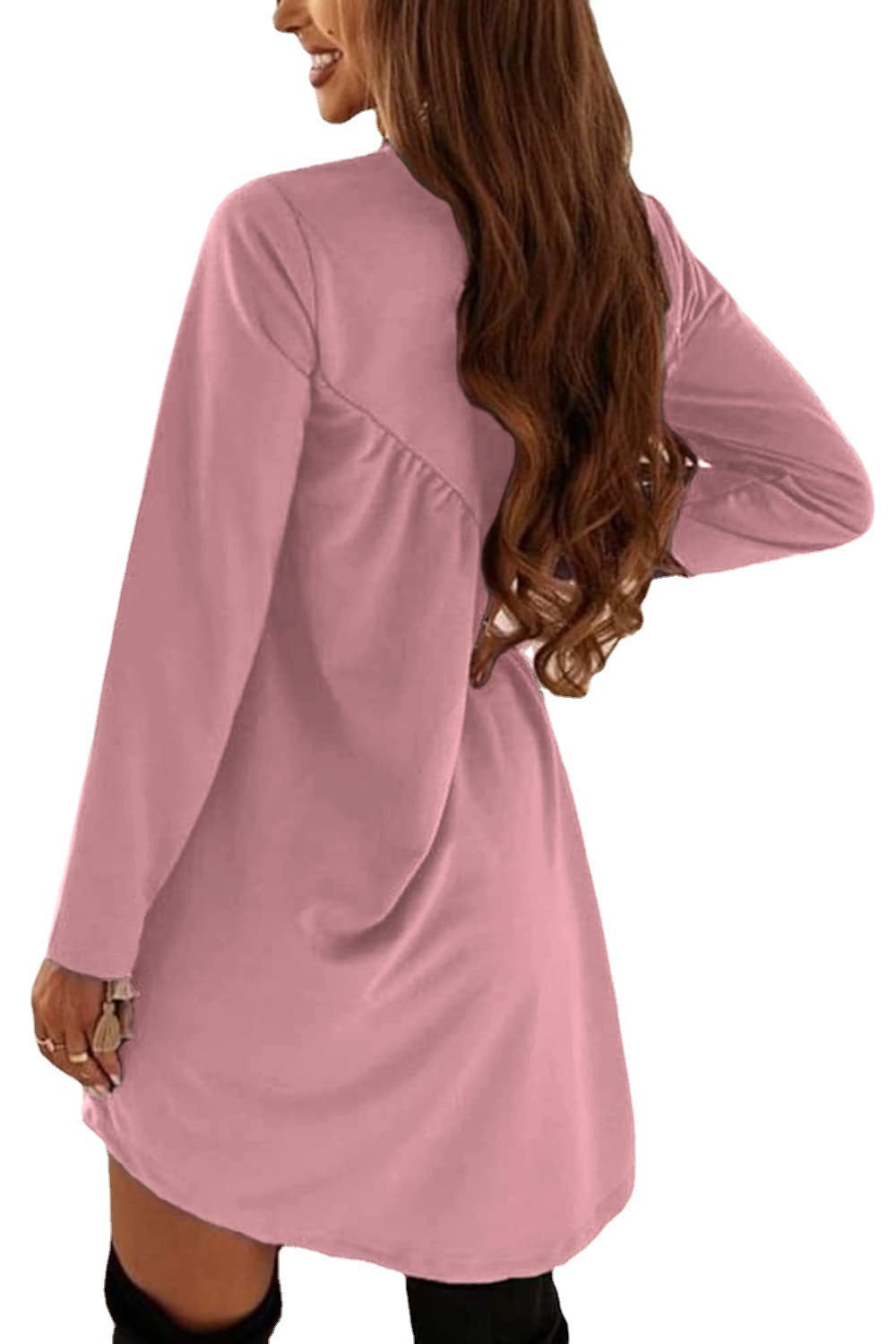 Europe and America Autumn and Winter New Solid Long Sleeve Irregular Dress