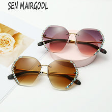 Load image into Gallery viewer, New Fashion Frameless sunglasses women Trimmed  luxury crystal sun glasses men Classic oval diamond glasses UV400 gafas de mujer
