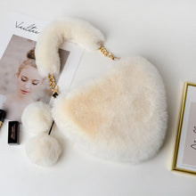 Load image into Gallery viewer, Cyber Red Fashion Plush Heart shaped Bag Women's Handbag Obliquely Straddle with Heart Heart Love Hairpin Wallet
