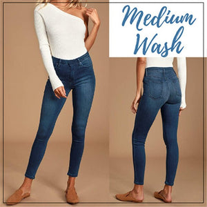 Perfect Fit Jeans Leggings Explosion models imitation denim women's leggings 9 points pants pull hair print imitation denim