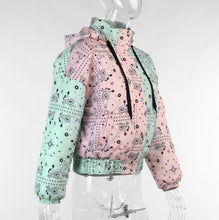 Load image into Gallery viewer, Autumn Winter Fashion Women's  Colorblock printing Long Sleeve Zipper Cotton Padded Jacket  Coats
