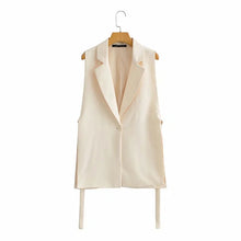 Load image into Gallery viewer, Women  Solid Colorloose Side Slit Temperament Loose One-Button Suit Collar Sleeveless Long Vest Streetwear Chic Tops
