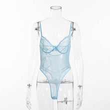 Load image into Gallery viewer, Cryptographic hot sale sheer lace bodysuit women backless transparent mesh bow sexy jumpsuit  catsuit straps bodysuits thong

