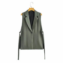 Load image into Gallery viewer, Women  Solid Colorloose Side Slit Temperament Loose One-Button Suit Collar Sleeveless Long Vest Streetwear Chic Tops
