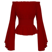 Load image into Gallery viewer, Women Girls Gothic Renaissance Victorian Chemise Shirt Medieval Retro Peasant Wench off shoulder Blouse Resist top Costume
