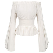 Load image into Gallery viewer, Women Girls Gothic Renaissance Victorian Chemise Shirt Medieval Retro Peasant Wench off shoulder Blouse Resist top Costume
