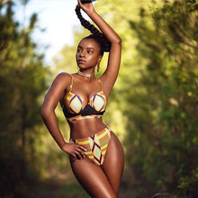 Load image into Gallery viewer, African Bikini Print Bathing Suit Swimwear Cut Out Swimsuit Brazilian Bikini Push Up Swimwear Women Maillot De Bain Femme
