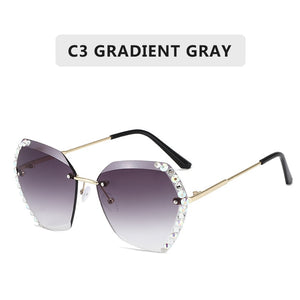 Rimless Sunglasses Women Famous Luxury Brand Design Sexy Diamond Square Sun Glasses For Female