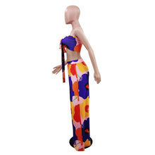 Load image into Gallery viewer, Dashiki Women African Clothes for Women Floral Printing Long Dress New Casual Elegant Tube Top Pants V-Neck Women's 2-Piece Su
