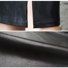 Load image into Gallery viewer, Black PU Leather Skirt Women New Midi Sexy High Waist Bodycon Split Skirt Office Pencil Skirt Knee Length Plus Size
