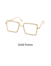 Load image into Gallery viewer, Fashion Rhinestone Glasses Frame Women Brand Designer Metal Square Anti Blue light Computer Glasses Female Shades Big
