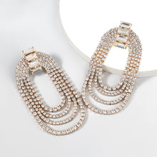 Load image into Gallery viewer, Super Flash Claw Chain Series Alloy Diamond Rhinestone Glass Diamond Oval Earrings Women's Fashion Dinner Earrings
