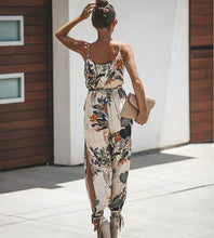 Load image into Gallery viewer, V Neck Sexy Bodysuits Women With Belt Body Femme Feminino Floral Playsuit Overalls Print Spring Summer Jumpsuit
