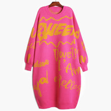 Load image into Gallery viewer, Women Printed Big Size Long Knitting Dress New Round Neck Long Sleeve Loose Fit Fashion Tide Autumn Winter  1DA783
