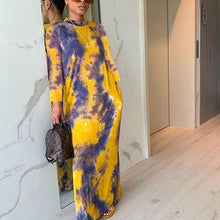 Load image into Gallery viewer, BAMBOOBOY Spring New Contrast Color Colorblock Long Sleeve Printed Loose Maxi Casual Dress ZL1206
