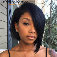 Load image into Gallery viewer, Straight Bob Human Hair Wigs Part Lace Front Bob Wigs Straight Short Bob Wig Rebecca Wig Brazilian Lace Front Human Hair Wigs

