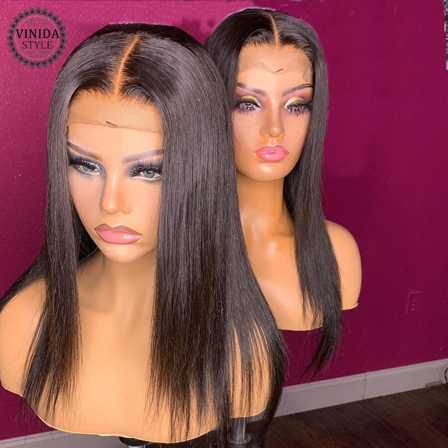 VINIDA STYLE Highlight Straight 150Density Lace Front Human Hair Wigs Scalp Top Closure Wigs With Baby Hair Non-Remy