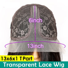 Load image into Gallery viewer, Transparent Lace Wigs 28 30 Inch Human Hair Wig Human Hair Lace Wig T Part Brazilian Bone Straight Lace Front Human Hair Wigs
