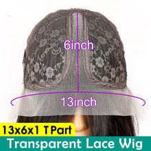 Load image into Gallery viewer, Transparent Lace Wigs 28 30 Inch Human Hair Wig Human Hair Lace Wig T Part Brazilian Bone Straight Lace Front Human Hair Wigs
