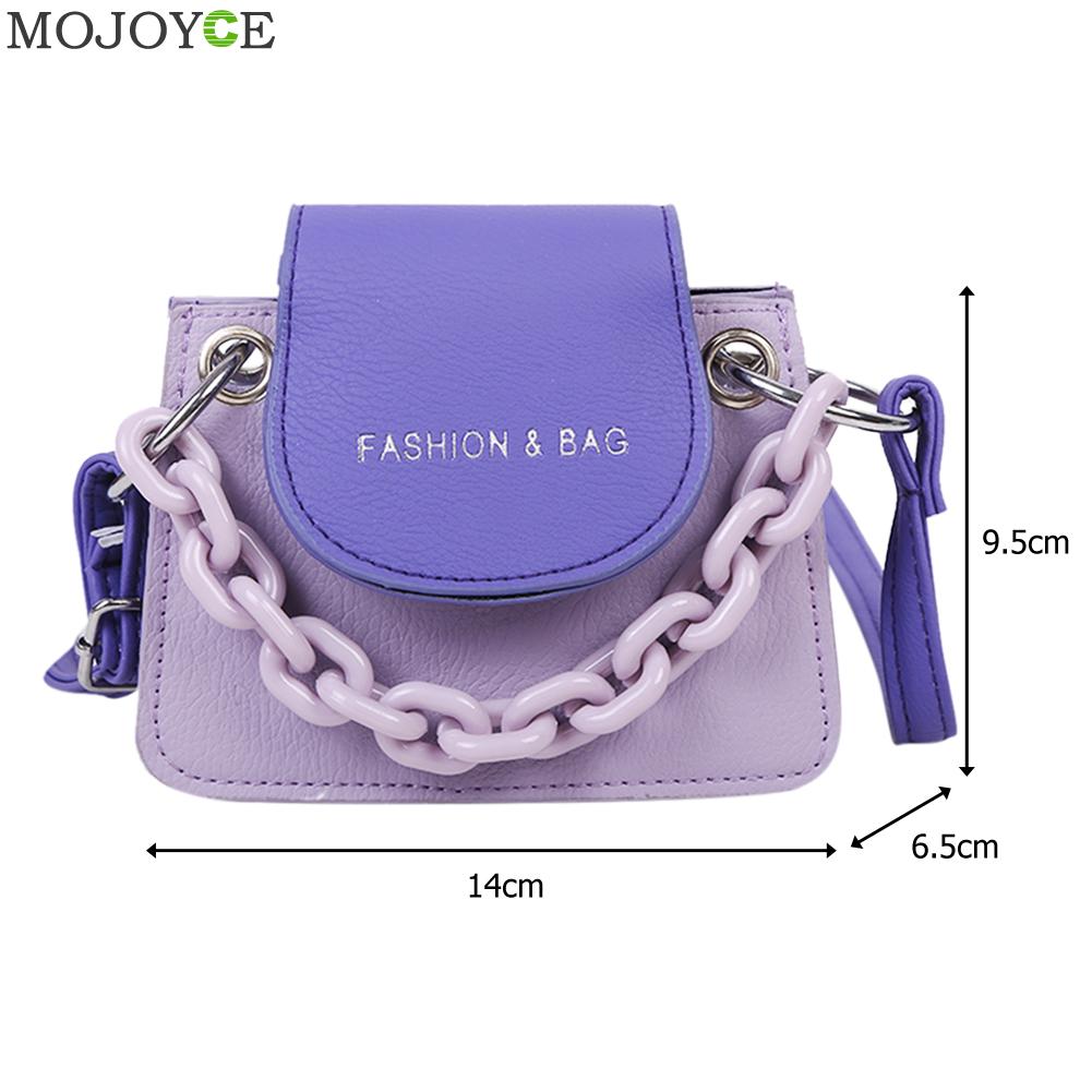 Youth Ladies Simple Versatile Bag Women Mini Crossbody Bag Acrylic Chain Lady Hit Color PU Leather Shoulder Pouch