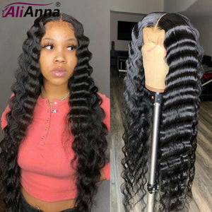 Alianna Loose Deep Wave Wig 30 Inch Lace Front Wig Pre Plucked Brazilian Lace Front Human Hair Wigs Long 5x5 Lace Closure Wig