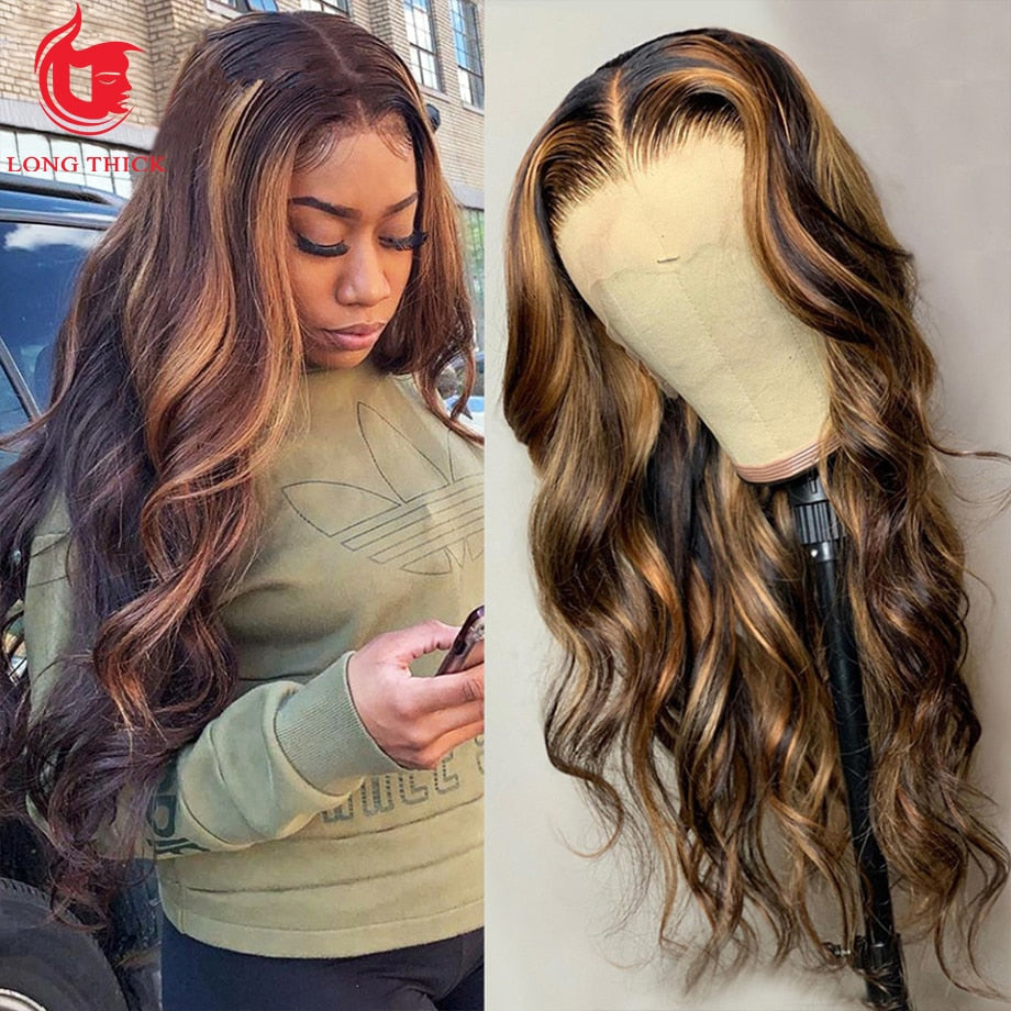 Highlight Wig Human Hair Ombre Lace Front Wig Brazilian Hair Wigs For Black Women 30 Inch Honey Blonde Body Wave Lace Front Wig